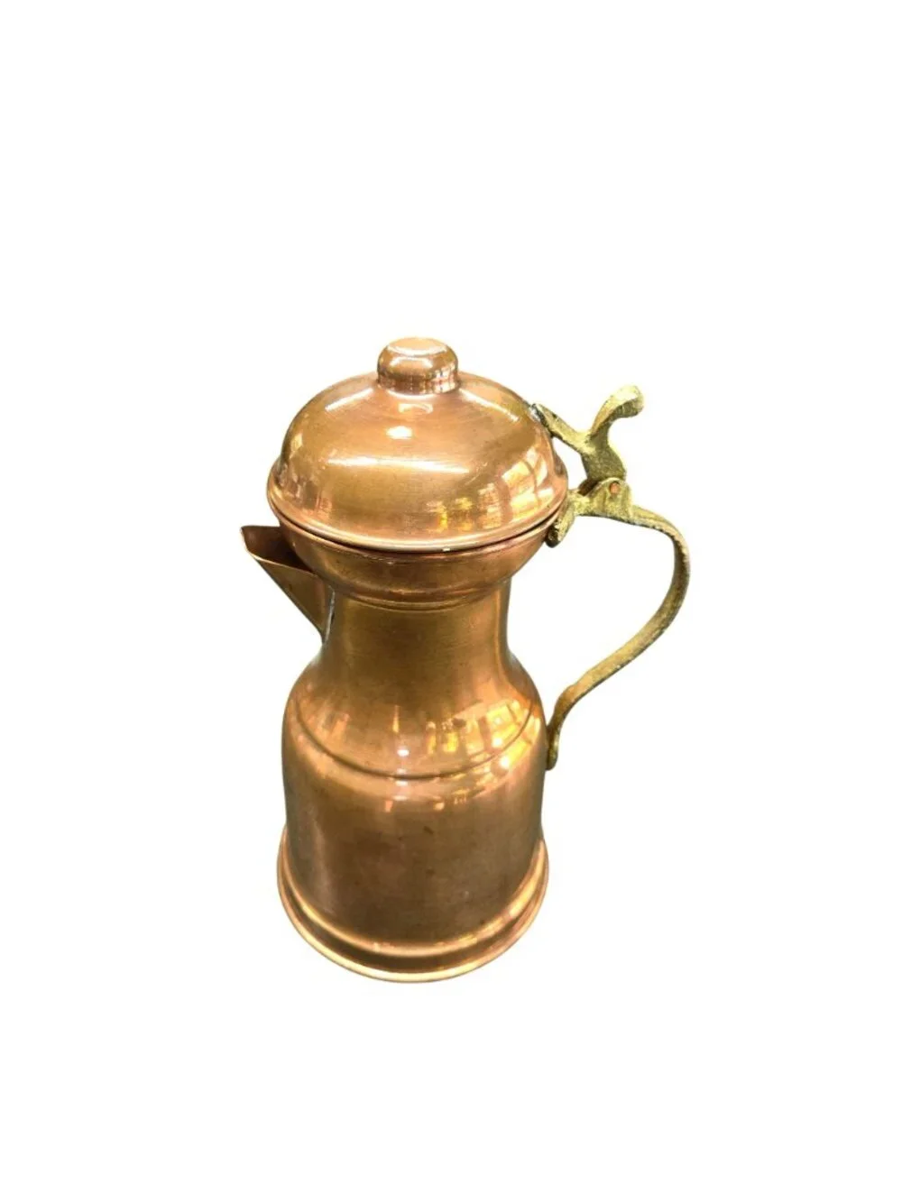 Vintage Handmade Copper Pitcher Brass Handle - 8 Inches Tall - Made In Turkey